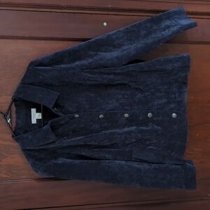 CJ Banks Blue Corduroy Button Down Long Sleeve Lightweight Jacket Size 1X